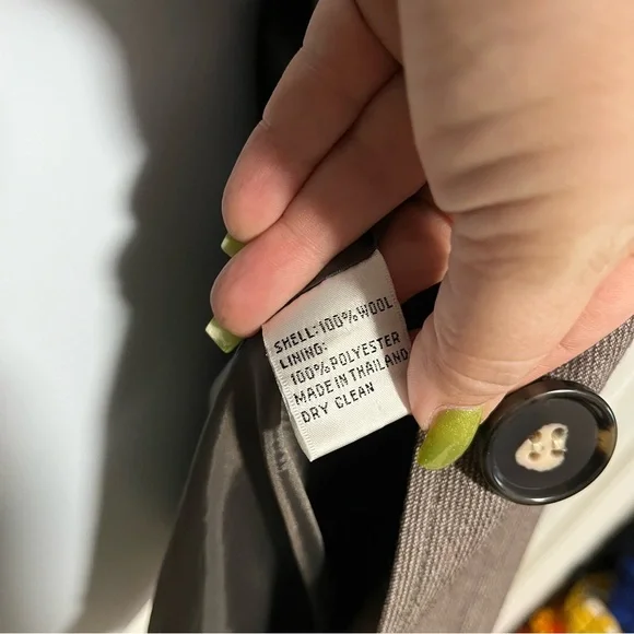 100% Wool Talbots Women's Taupe Tailored Blazer Jacket Double Button Size 14 P - Picture 6 of 8